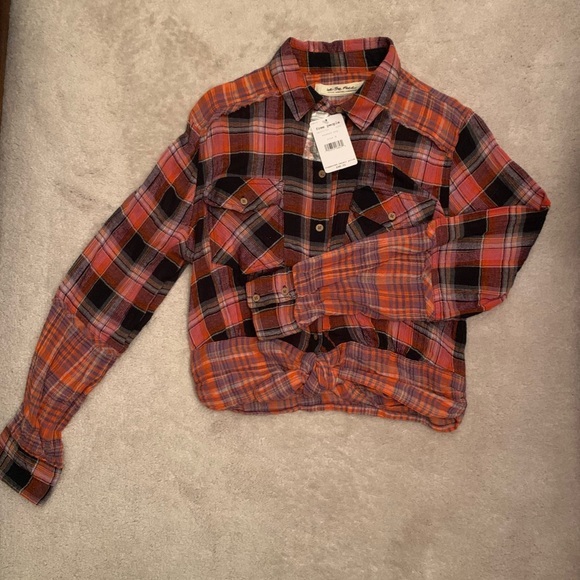 Free People Plaid Button Up Blouse NWT - Picture 6 of 7